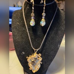 Unicorn and Sea Glass wrap with gold  wire